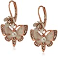 Butterfly Drop Earrings with pearl accent