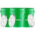 House Naturals 5 Gallon Food Grade BPA Free Bucket Pail with Screw on Gamma lid Pack of 3 – Green