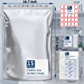 15 Pack 10.5 Mil 5 Gallon Mylar Bags with Oxygen Absorbers & Labels & Clips from Sukerle