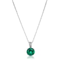 Amazon Essentials Sterling Silver Genuine or Created Round Cut Emerald Birthstone Pendant Necklace
