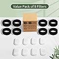 8 Pack Cat Water Fountain Filters with 8 Sponges, Pet Replacement Filters for Stainless Steel 108oz/3L Pet Fountain