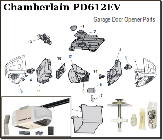 Chamberlain Chain Drive Garage Door Openers, Craftsman 1 2 Hp Garage Door Opener Parts