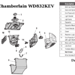 chamberlain wd832kev garage door opener parts