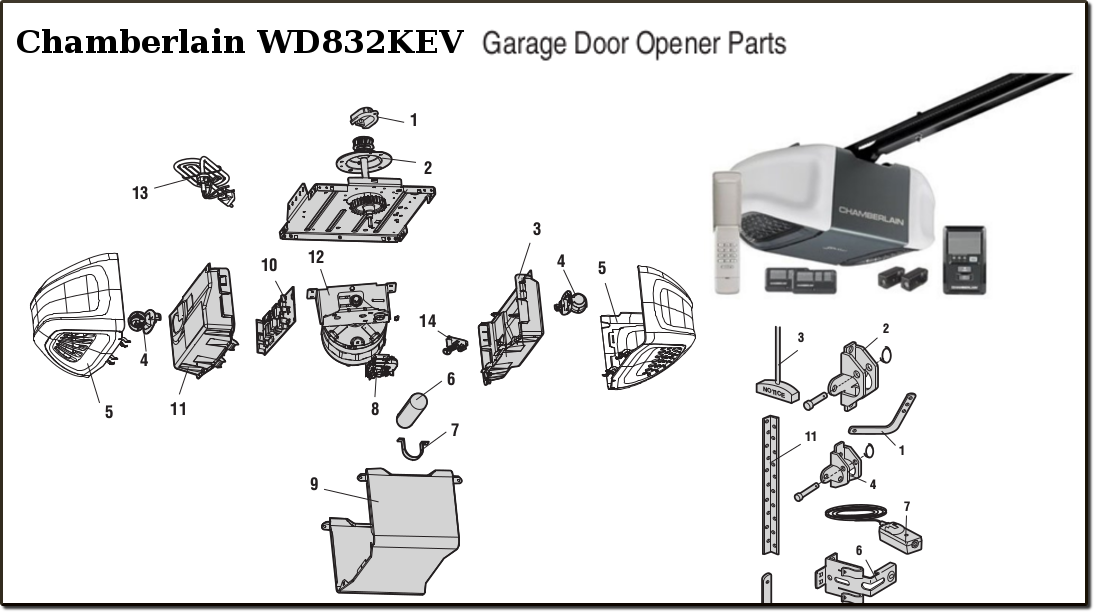بالتفصيل نيوزيلاندا تبدد Chamberlain, Chamberlain Garage Door Opener Parts