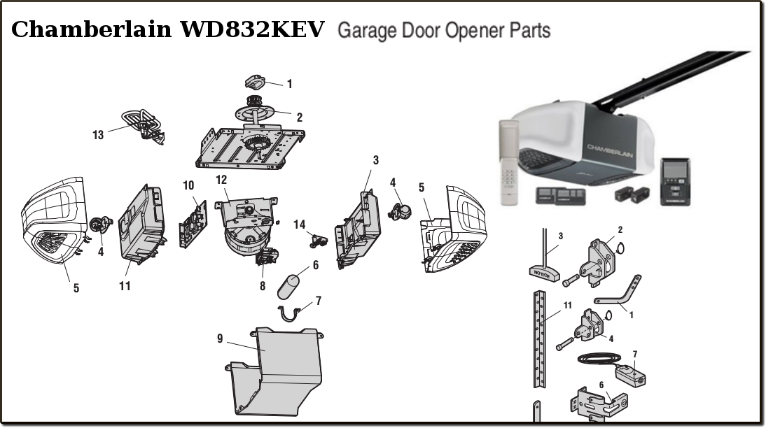 chamberlain replacement parts for belt driven garage door openers