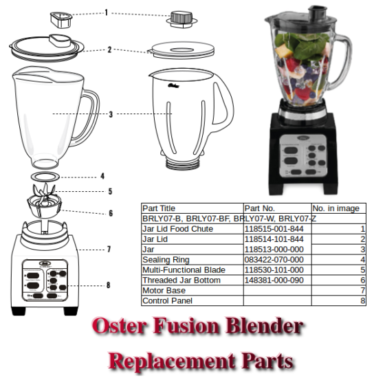 thumbnail image 2 of Licuadora Oster De Vidrio Genuine Oster Blender Blade And Jar Base Cap With Sealing Ring Aspas Para Licuadora Oster 2 of 10