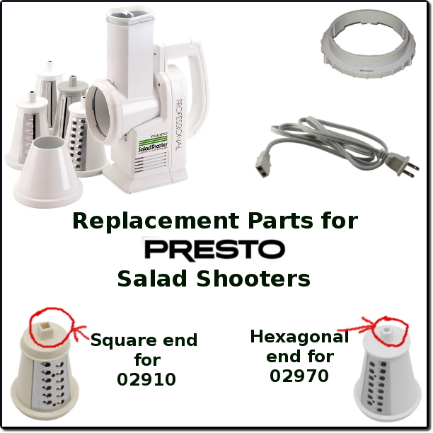 Presto Original Salad Shooter Accessories, Cones & Parts