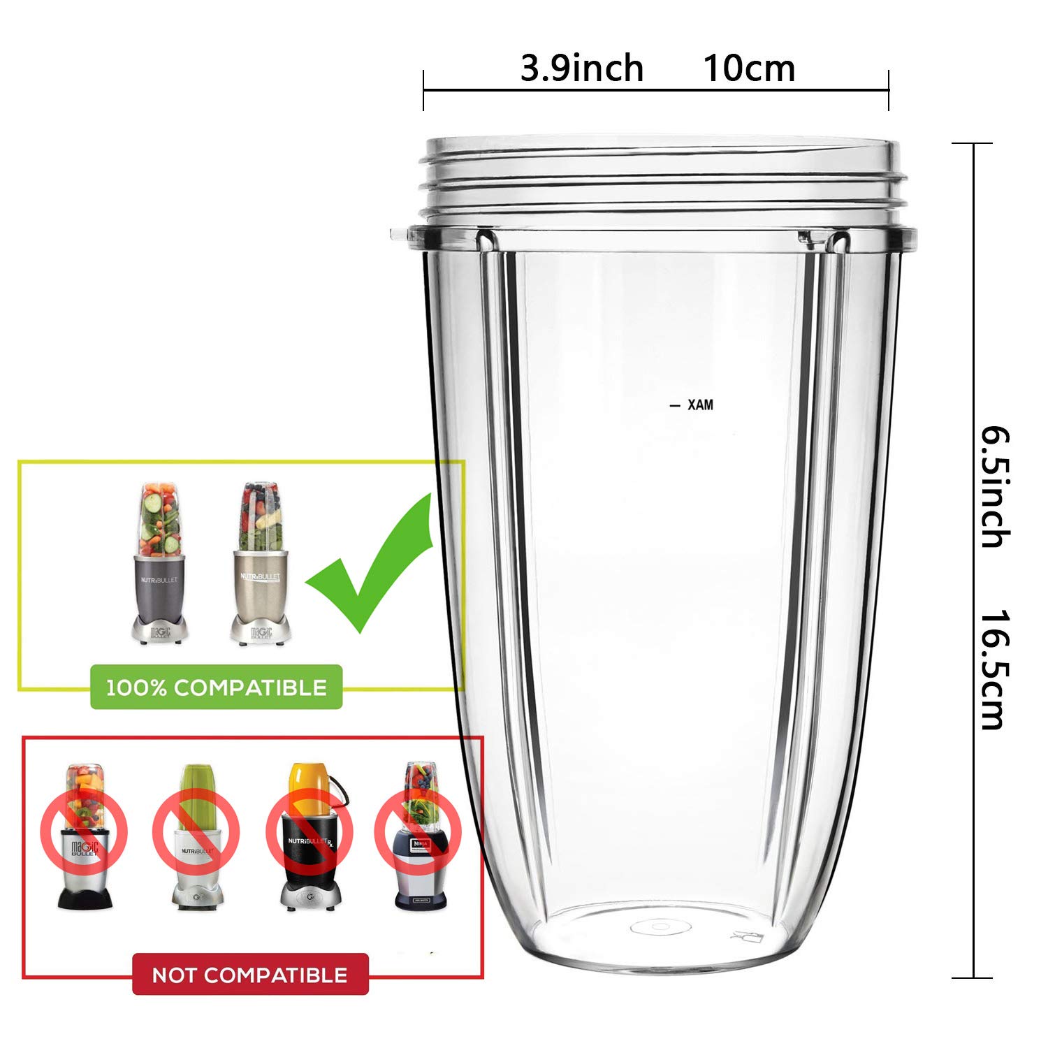 Sduck Replacement Parts for Nutribullet 24oz Cup & Stay-Fresh Resealable Lid for Magic Bullet Nutribullet 600w & 900w 