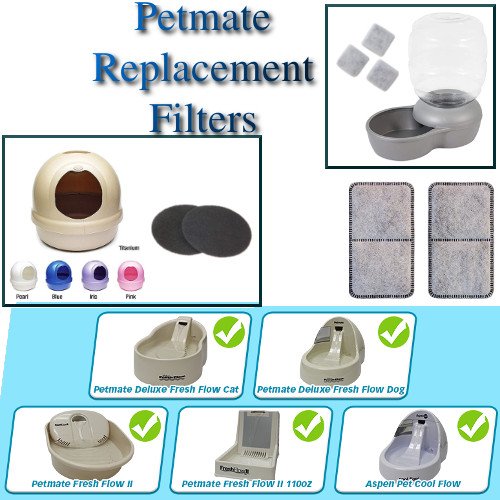 Petmate Pet Water Fountain & Litter Box Replacement Filters
