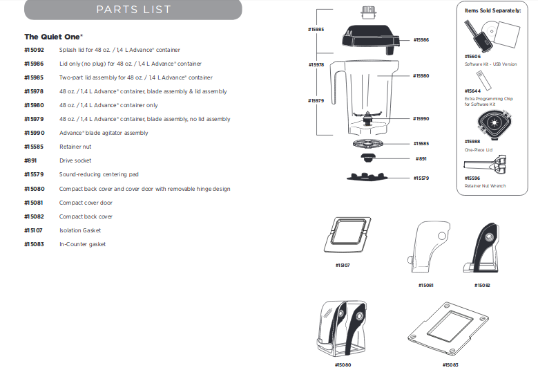 Vitamix The Quiet One Compact Cover Back Only - 15082