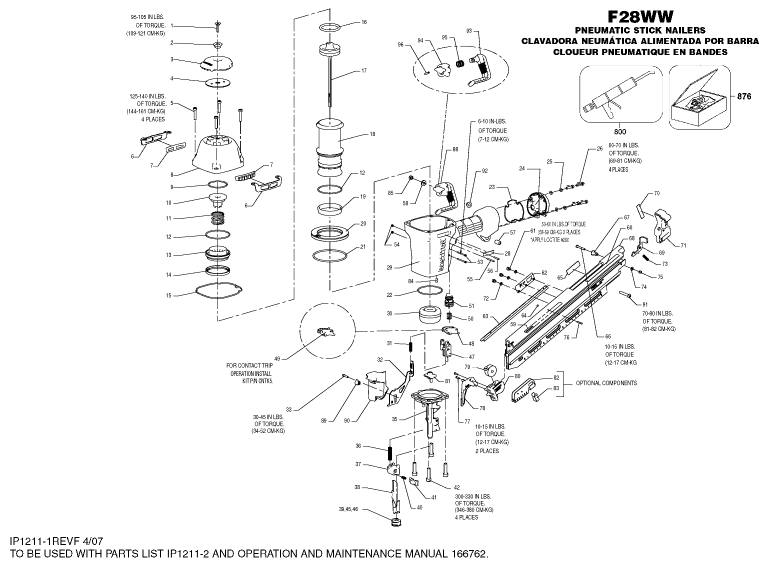 parts for bostitch f28ww