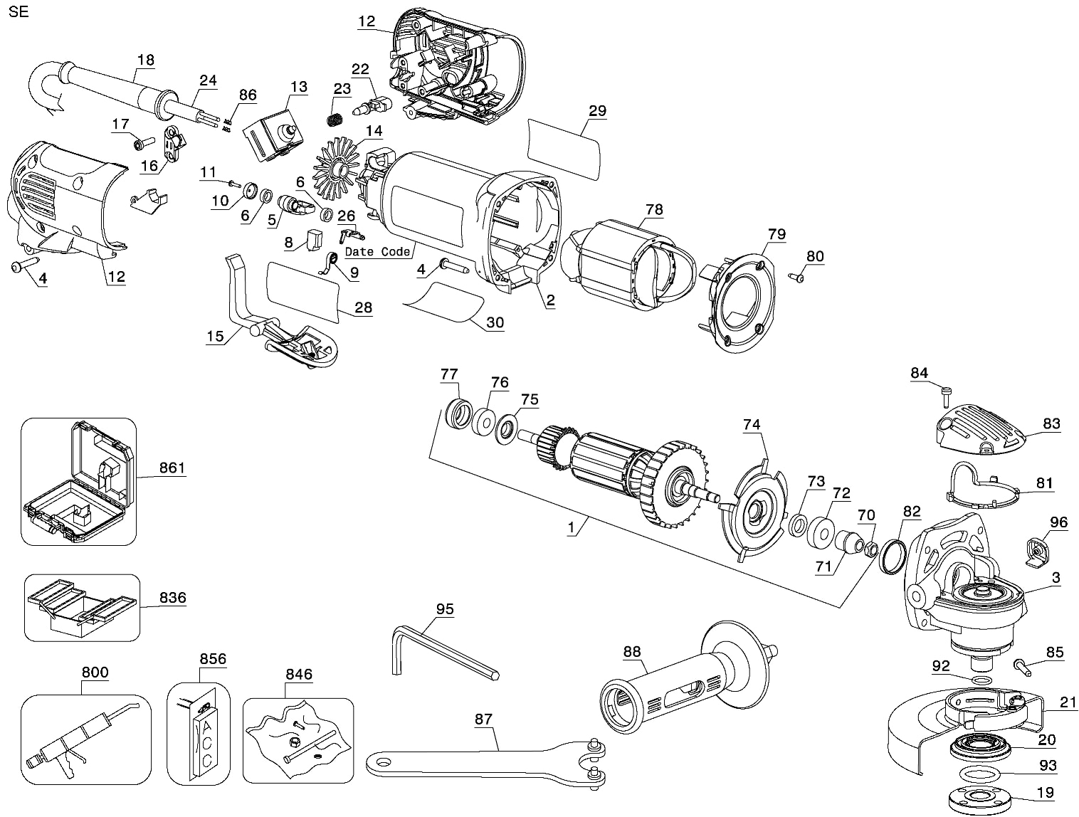 Dewalt Parts For D28402 Grinder