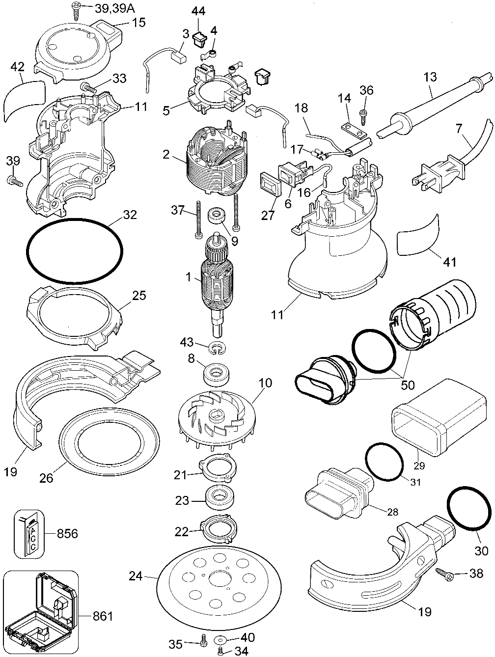 dewalt orbital sander dw421 parts