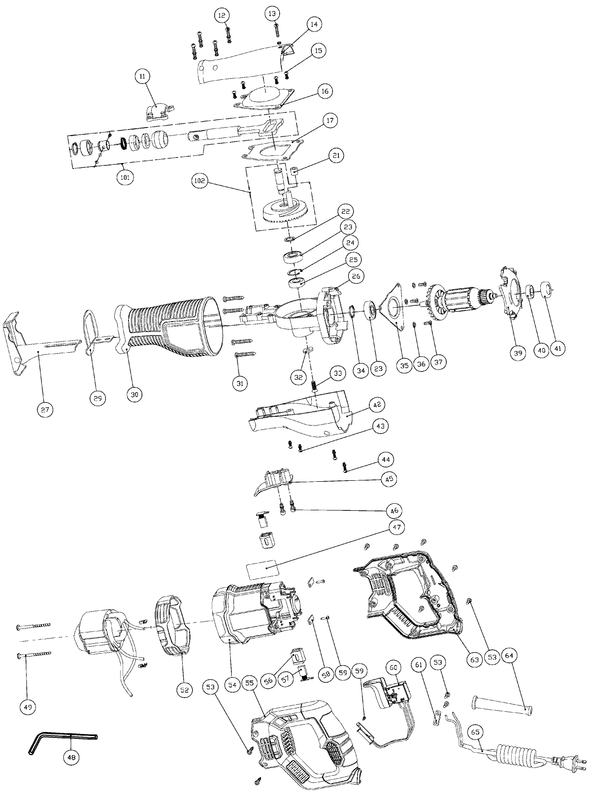 Porter Cable Sawzall Replacement Parts for PCE360