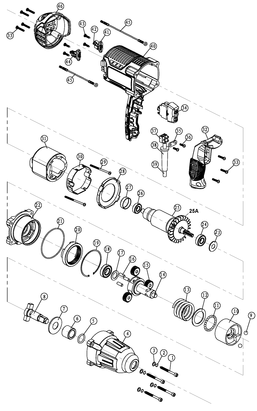 Porter Cable PCE211 Impact Wrench Parts