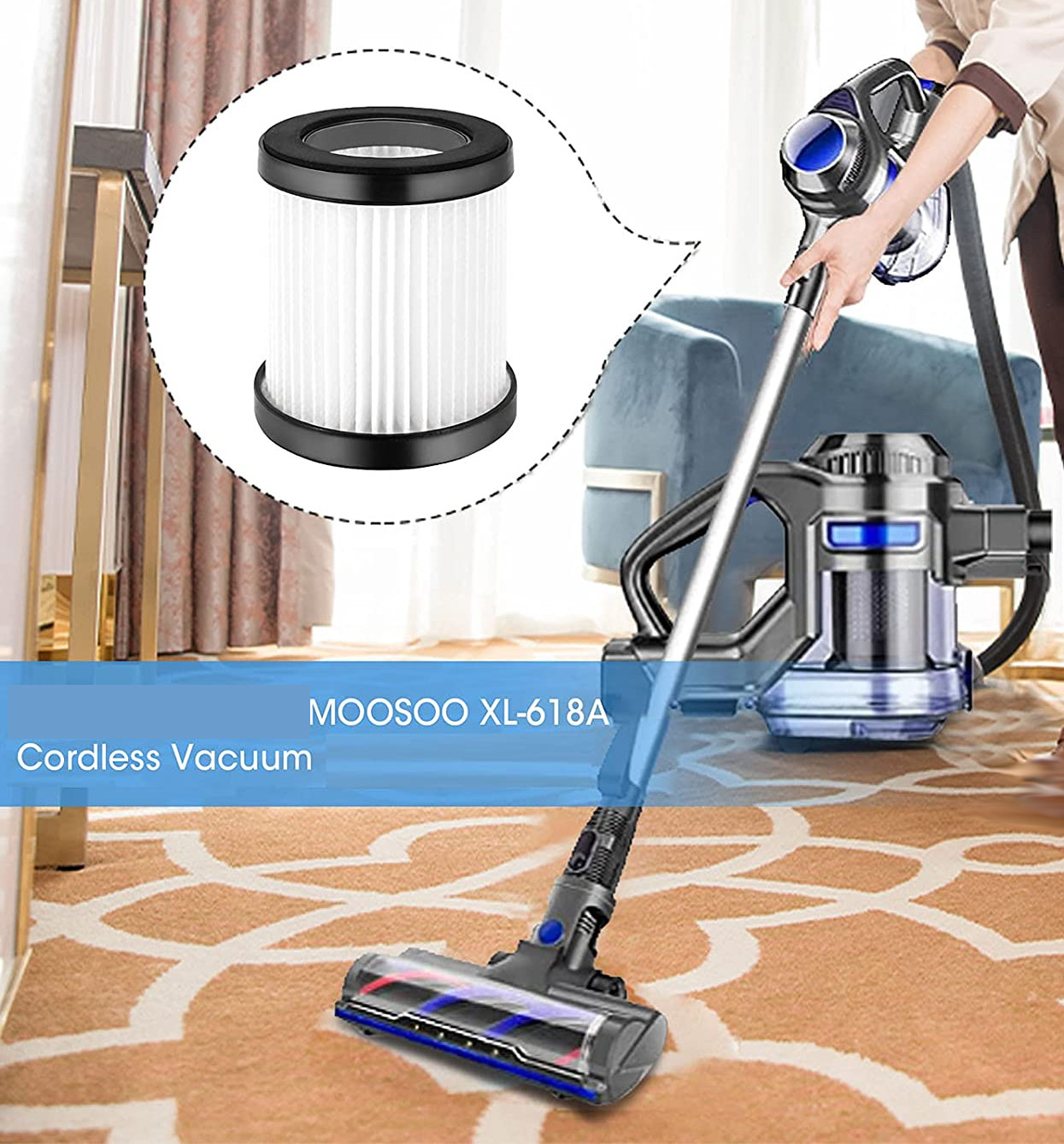 Moosoo Cordless Vacuum XL-618A Parts