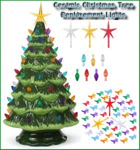 Creative Hobbies Ceramic Christmas Tree Replacement Lights – 100 Medium Twist Bulbs + 3 Star Toppers, Multi-Color - View #5