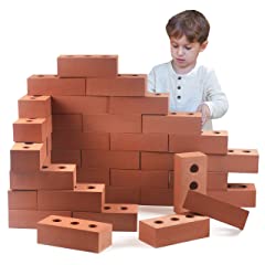 50 Pack Actual Brick Size Builders Set for Construction and Stacking