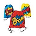 Superhero Drawstring Backpack Bags Set of 12