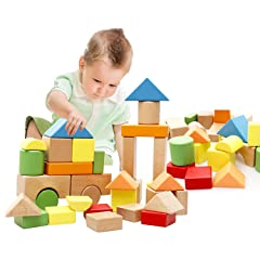 Lewo Large Wooden Blocks Construction Building Toys Set 