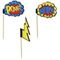 Ginger Ray Comic Superhero Party Paper Birthday Cupcake Picks 20 Pack