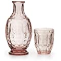 Zanzer Pink Vintage Bedside Night Carafe Set