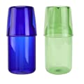 Cabilock 2 Sets Bedside Night Carafe Pitcher and Tumbler Glass Set 500ml Green Blue