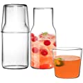 YOUEON 4 Pcs 17 Oz Bedside Water Carafe Set with Tumbler Glass