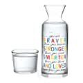 Rakle Bedside Water Carafe with Motivational Sayings – 23.6oz  with Glass