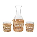 EVEREST GLOBAL Bedside Glass Carafe Set with 2 Tumblers(12.8 oz) and 1 Pitcher(48.3 oz) 