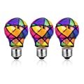 3 Pack Shacheng Stained Glass Led A19 Light Bulbs Dimmable 4W