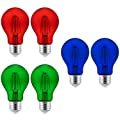 Sunlite 41292-SU Decorative Holiday Bulbs, Christmas Lighting, LED A19 6 Pack, Red, Green and Blue 