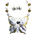 Butterfly Pendant Gemstone Dendrite Opal Cabochons Necklace Earrings