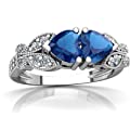 White Gold London Topaz and Diamond Heart Butterflies Ring