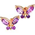 Amethyst Four-Stone Stud Butterfly Earring