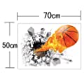 Flying Fire Basketball Break Through The Wall Vinyl Wall Mural