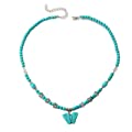 Turquoise Beaded Butterfly Pendant Necklace