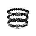 Biker Stainless Steel Skull Skeleton 8MM Black Bead Stone Bracelet