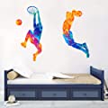 Watercolor Basketball Player Dunk Wall Sticker