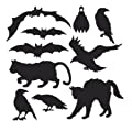 10 Piece Assorted Cat/Bat/Crow Printed Cardstock Paper Cut Out Silhouettes