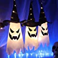 Hanging Lighted Glowing Ghost Witch Hat Halloween Decorations