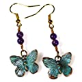 Patina Butterfly Dangle Earrings - Amethyst 