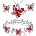 Butterfly Jewelry Set Red January Birthstone