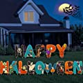 Happy Halloween Yard Sign with Scary Ghost Skeleton Pumpkins Tombstones