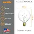 Sunlite 40153-SU G16.5 Globe Light Bulbs 25 Watts, Candelabra Base E12