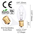 Simba Lighting C7 15W Replacement Bulb for Wax Warmer Clear Candle Shape, 120V, E12 Candelabra Base