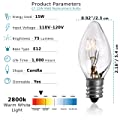 Soullight 15 Watt Replacement Bulbs for Wax Warmers, Incandescent E12 Socket with Candelabra Base, C7 