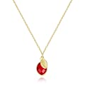Dainty Ruby Birthstone Necklace with Initial
