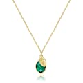 Dainty Emerald Birthstone Necklace with Initial