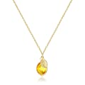 Dainty Citrine Birthstone Necklace with Initial